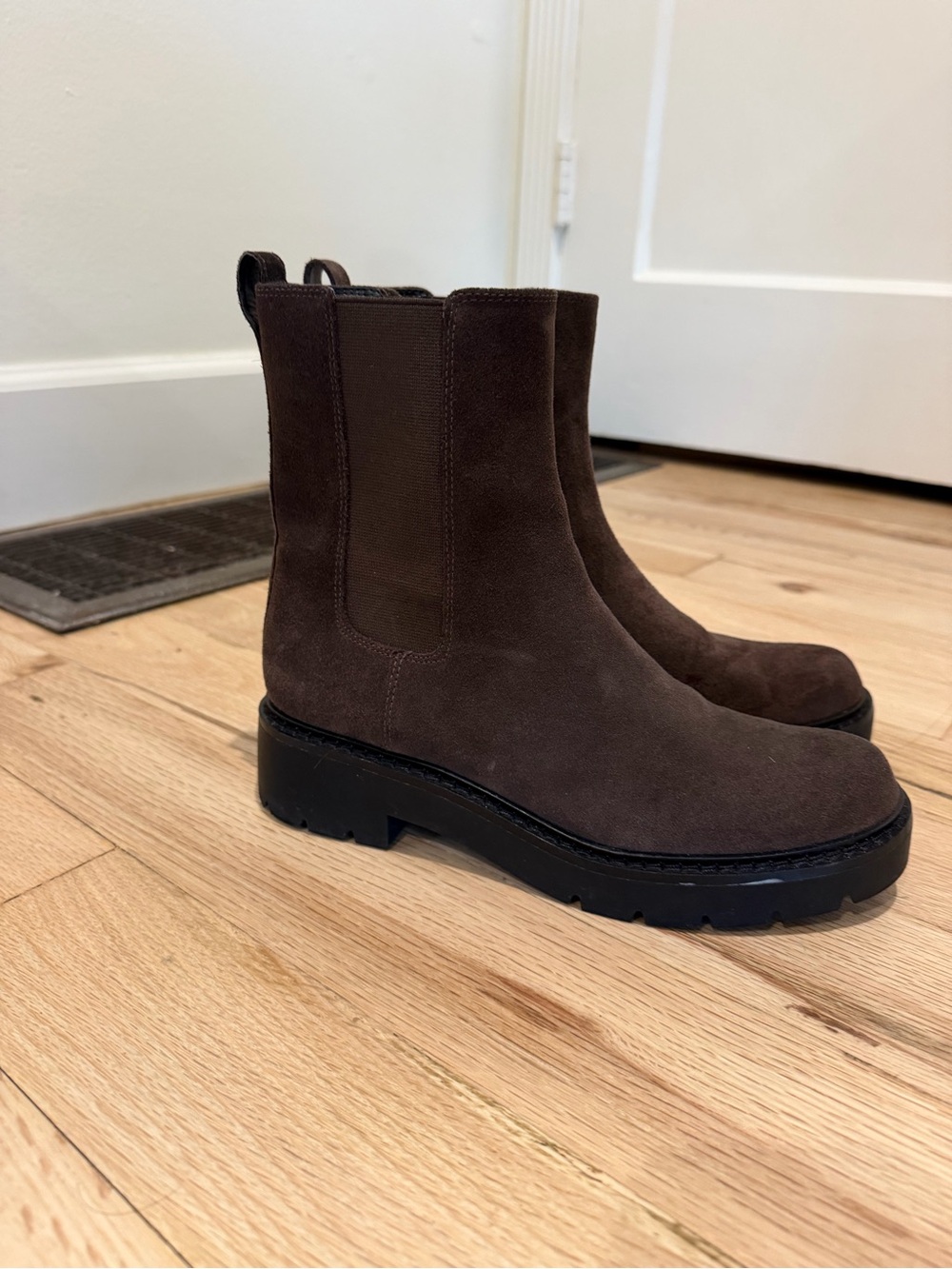 Nordstrom Dark Brown Suede Chelsea Booties